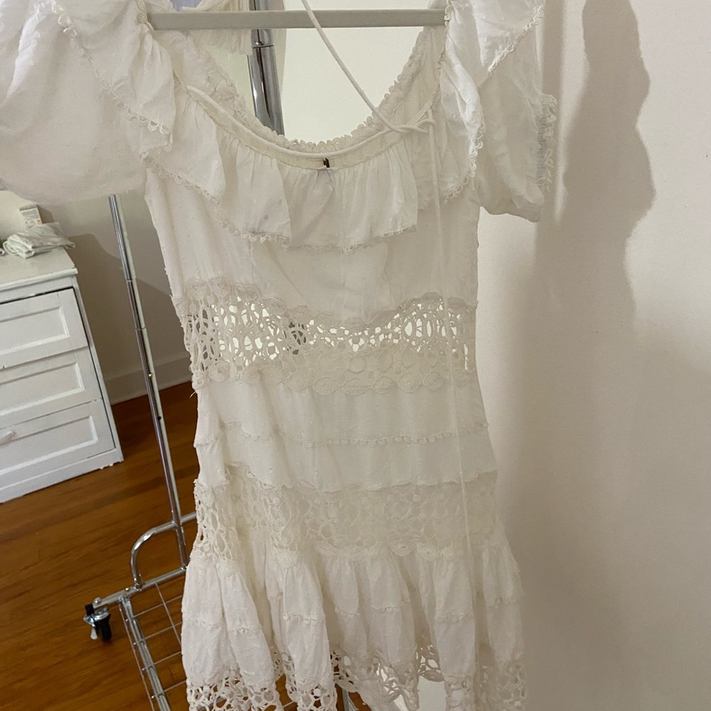 Free people boho white mini dress